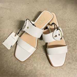 NWT Zara White Sandals with gold metal buckle